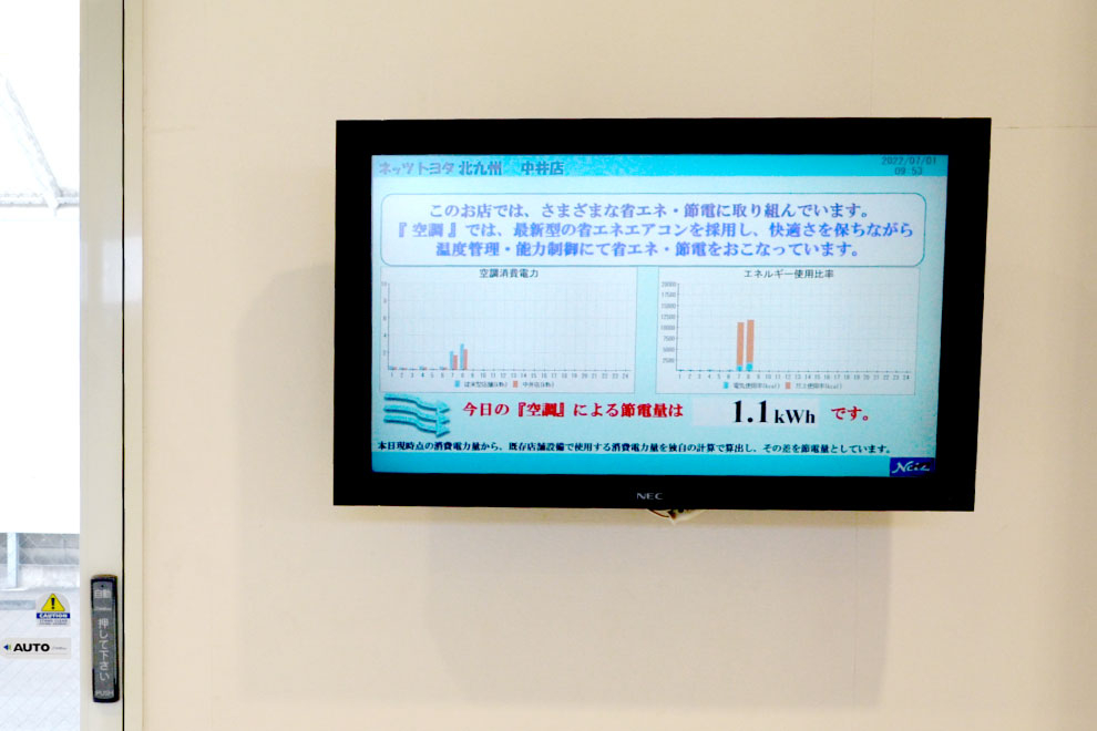 ネッツトヨタ北九州 中井店 省エネ節電画面