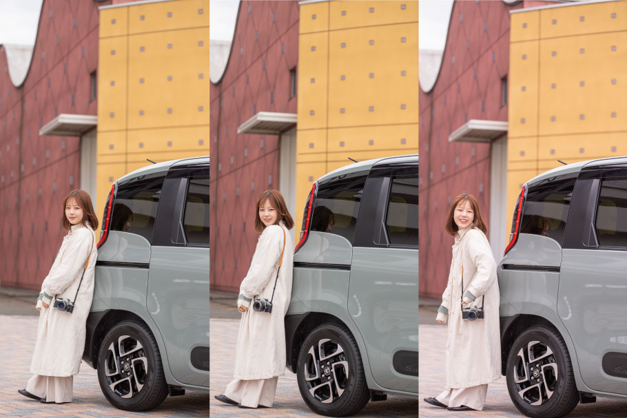 トヨタの最小ミニバン新型SIENTA（新型シエンタ）外観側面サイドと北九州国際会議場とソロ活女子撮影