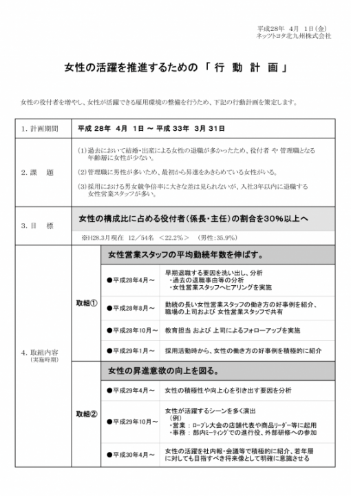 一般事業主行動計画